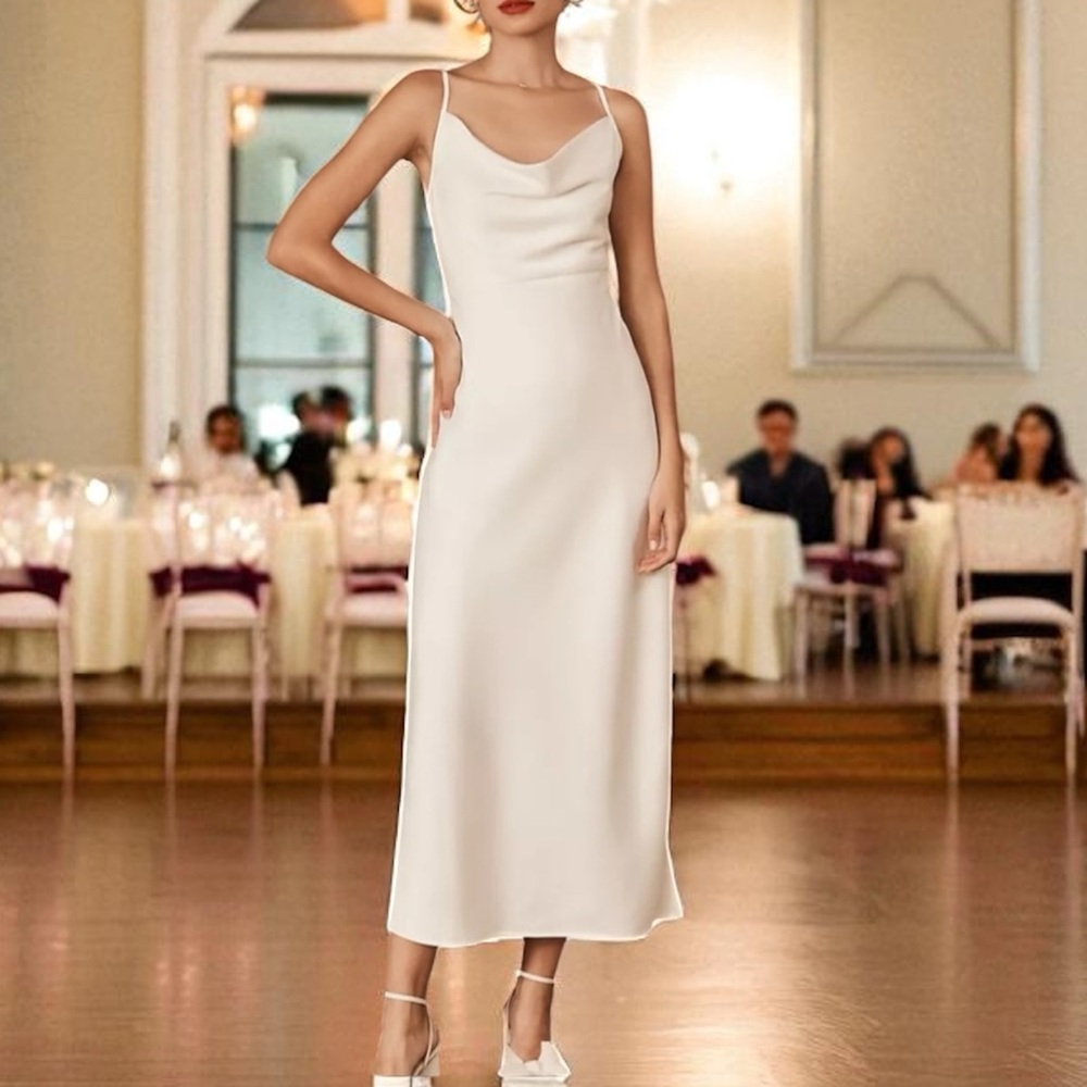 New BHLDN Sachin & Babi Cali Satin 2 6 10 Ivory Satin Charmeuse Bridal Midi Slip